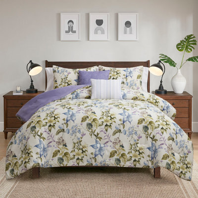 Modern Threads 5-Piece Printed Comforter Set Gabrielle – Soft, Stylish Comforter with 2 Pillow Shams and 2 Decorative Pillows, Elegant Bedroom Bedding Set