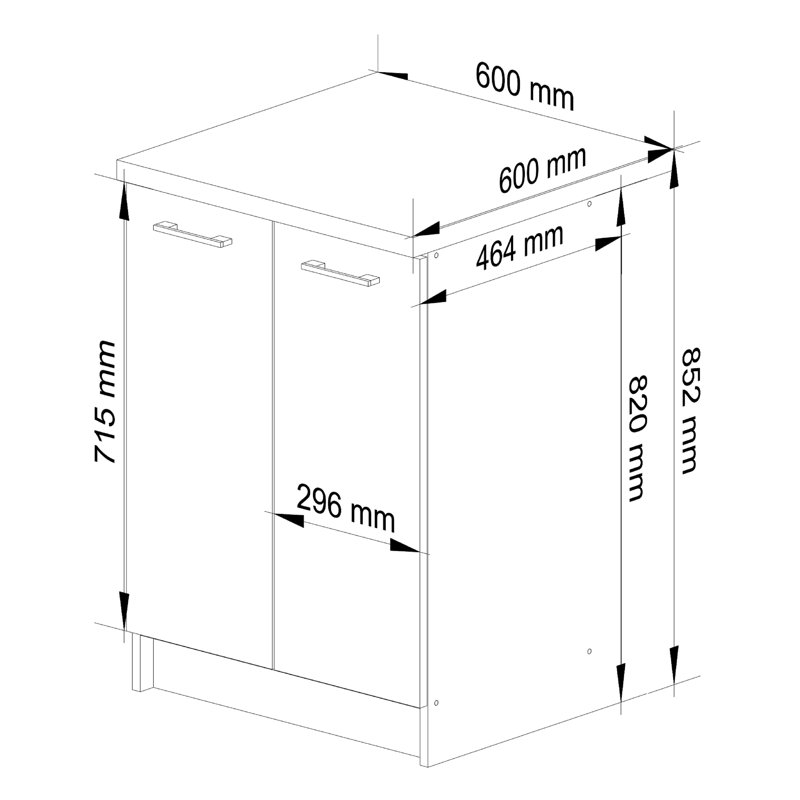 Oliwia Base Unit, 85cm H x 60cm W x 46cm D