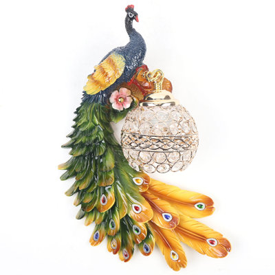 Lampe murale colorée paon