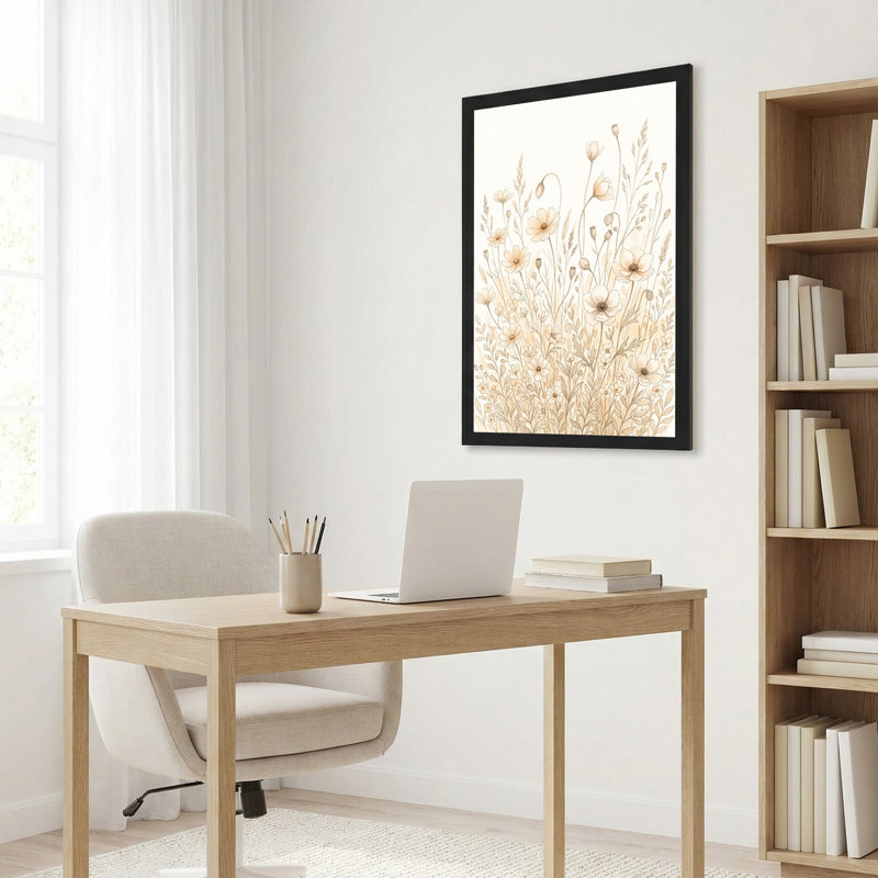 Art mural sur toile beige et crème, H 24 po x l 16 po