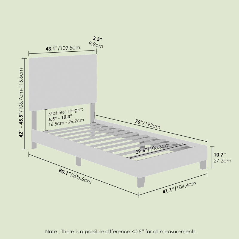 Magin Upholstered Platform Bed, Twin, Gray