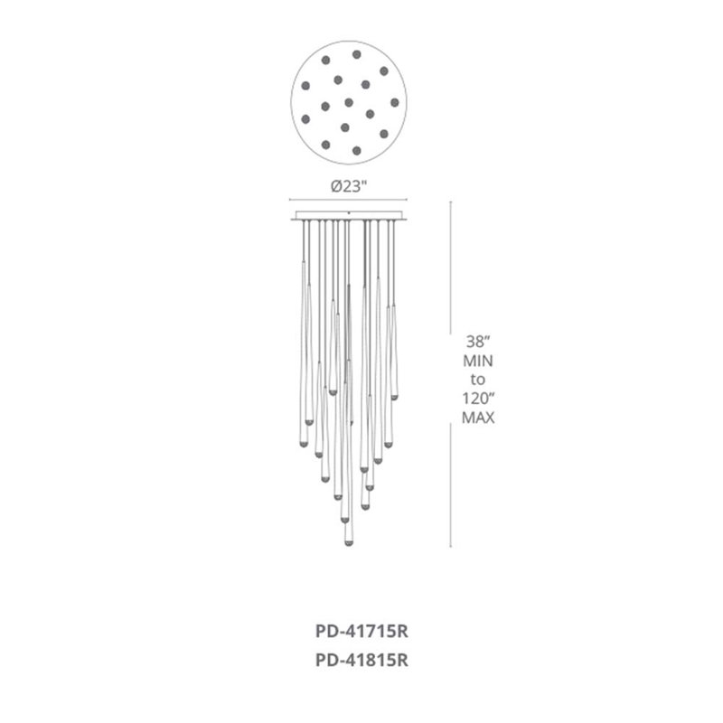 Cascade 15 - Light LED Chandelier, Polished Nickel