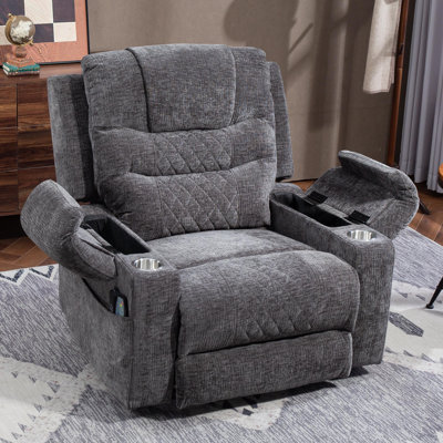 40.5" Extra Wide Chenille Power Lift Recliner with 4.4" Extended Footrest,Armrest Storage, Massage&Heating