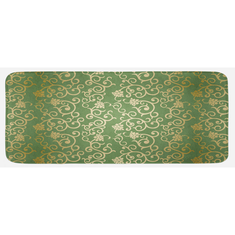 Tapis de cuisine jaune à motif rétro