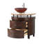 Meuble-lavabo sur pied moderne Verdana de 81 cm (32 pouces) de la collection Benton, brun moyen, lavabo simple, dessus en marbre synthétique jaune, entièrement assemblé