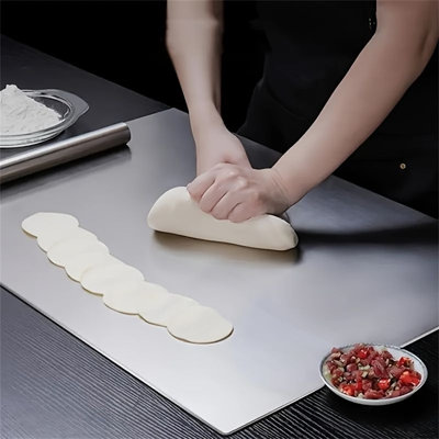 304 Stainless Steel Cutting Board – Anti-slip, Mildew-proof & Food-safe | Chop Meat, Knead Dough, Bake Prep All-in-one | Home Kitchen Must-have