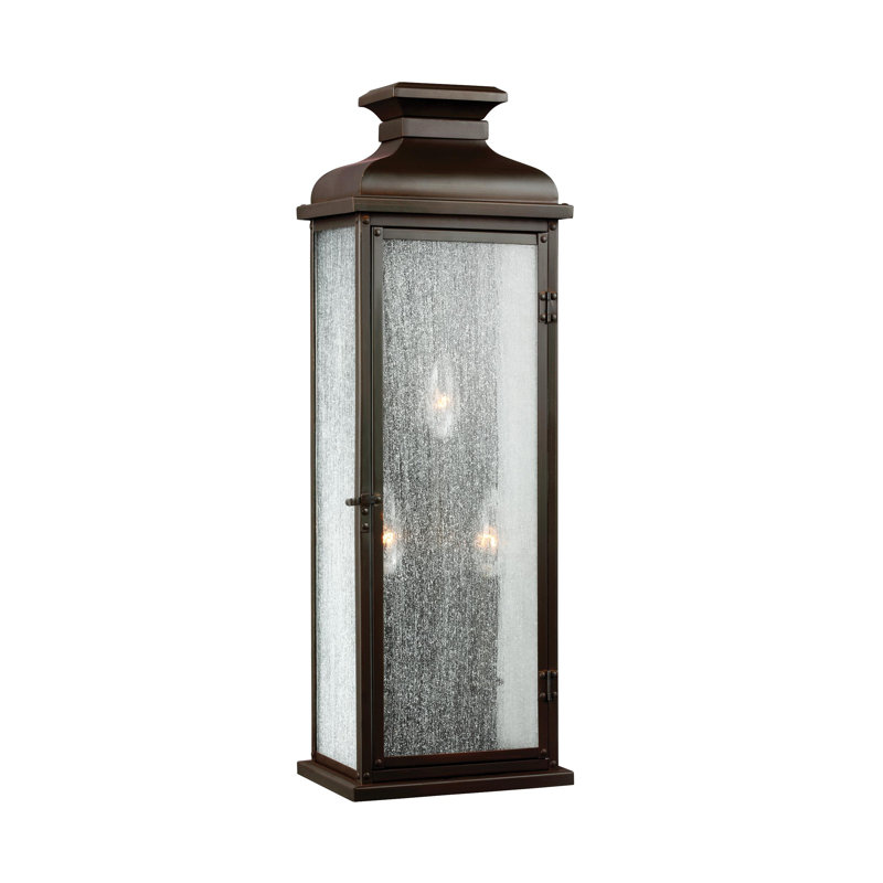 Pediment Large Lantern from Visual Comfort Studio, 23.88" H x 8" W x 6" D, Dark Weathered Zinc