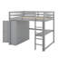 Lit mezzanine en bois pleine grandeur avec garde-robe intégrée, bureau, tablettes de rangement à 2 niveaux et 3 tiroirs, structure de lit mezzanine en bois massif-958068551