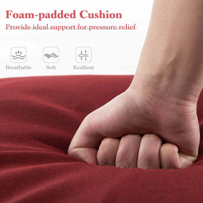 2 Pcs Outdoor Chaise Lounge Cushion With Hook & Loop Fastener Fixing Straps Patio, Red