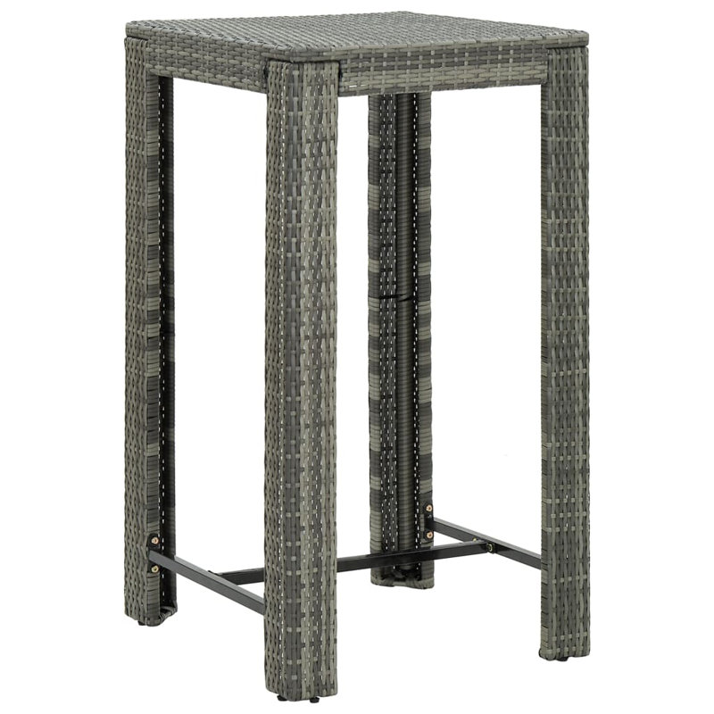 Rattan Outdoor Bar Table, Gray, 14" W x 69" L x 43.5" H