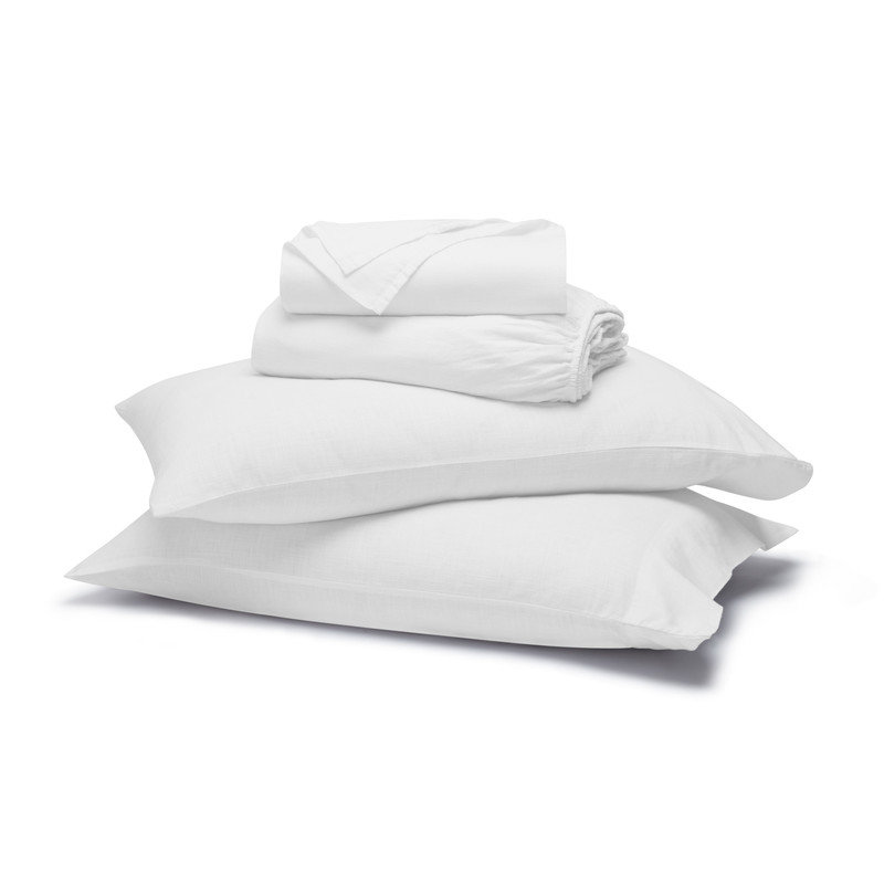Ensemble de draps en percale 100% coton Chloe, Blanc, Ensemble de draps pour très grand lit
