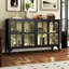 53.2" W Metal Sideboard Buffet Cabinet With Glass Door, Adjustable Shelves, COB LED Light-1574552082