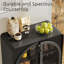 Buffet 31,5 "avec 2 portes arquées en verre, console, table basse et bar pour le salon, noir-12901894-4004107