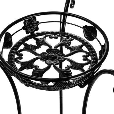 2 Pcs Metal Plant Stand Indoor Outdoor, 2 Tier Black Iron Flower Plant Stand 26 Inches Detachable Tall Modern Plant Shelf Holder