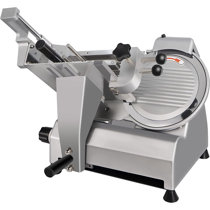 VEVOR Commercial Meat Slicer, 240W Electric Deli Food Slicer, 1200RPM Meat Slicer with 8'' Chromium-Plated Steel Blade, 0-12mm