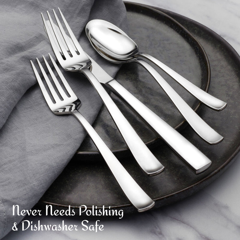 Barrett 45-Piece 18/10 Stainless Steel Flatware Set, Service For 8