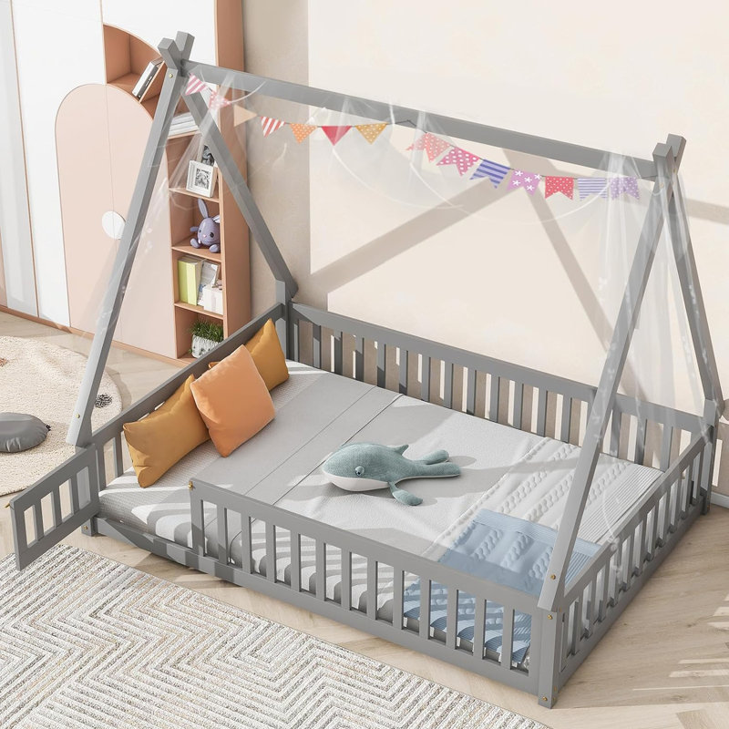 Lit pour enfant Dhima, Double, Gris