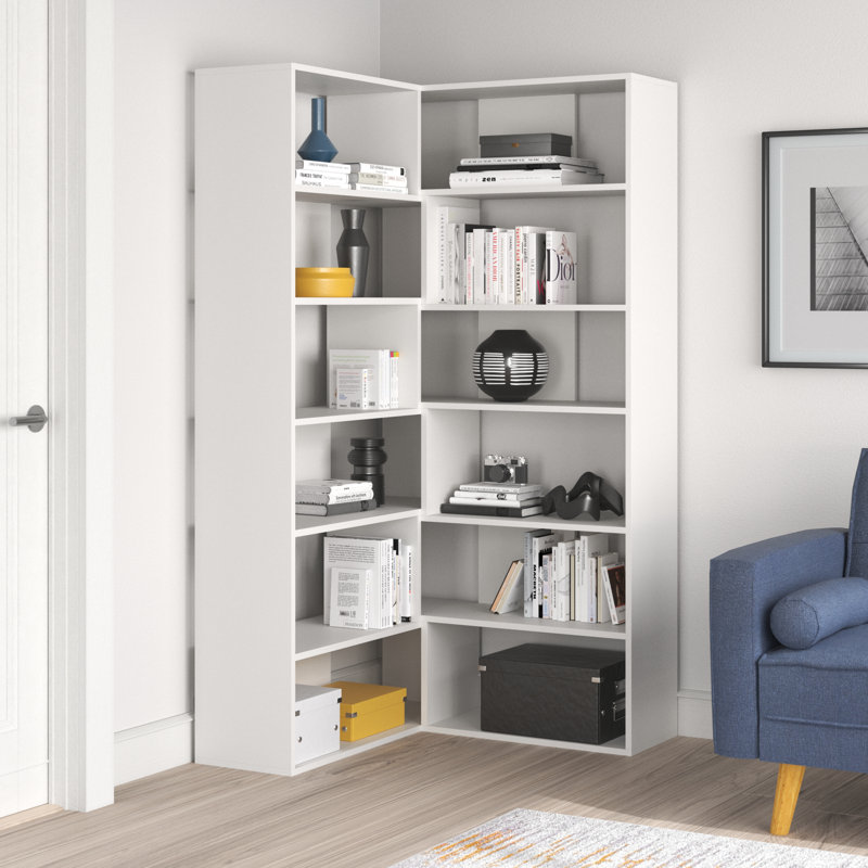 Amalda Modern Wall Mounted Bookcase with 5 Tiers for Living Room Office, White