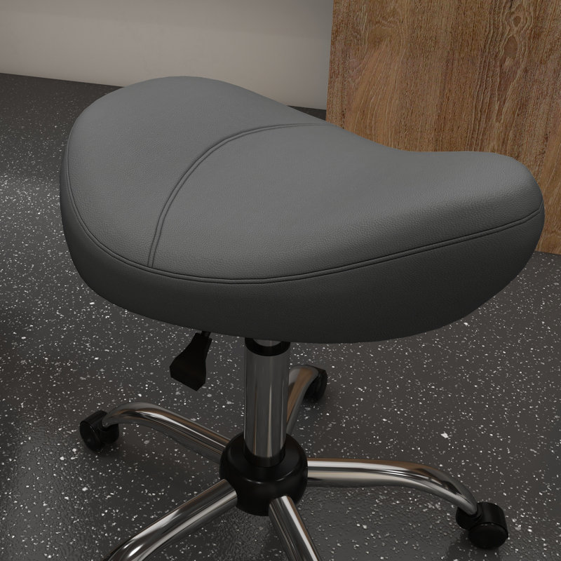 Lewey Adjustable Height Lab Stool with Wheels, Black