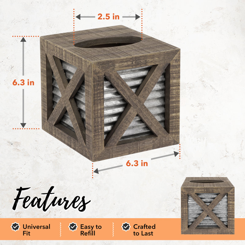 Margree Tissue Box Cover, Brown