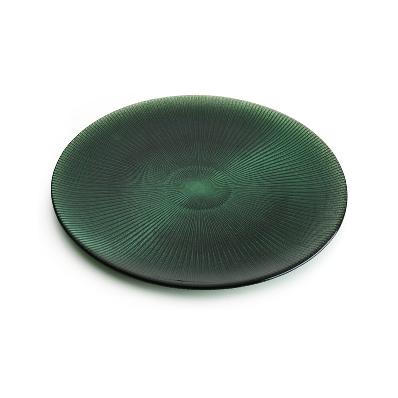 Noel Glass Platter Cm.37, Green
