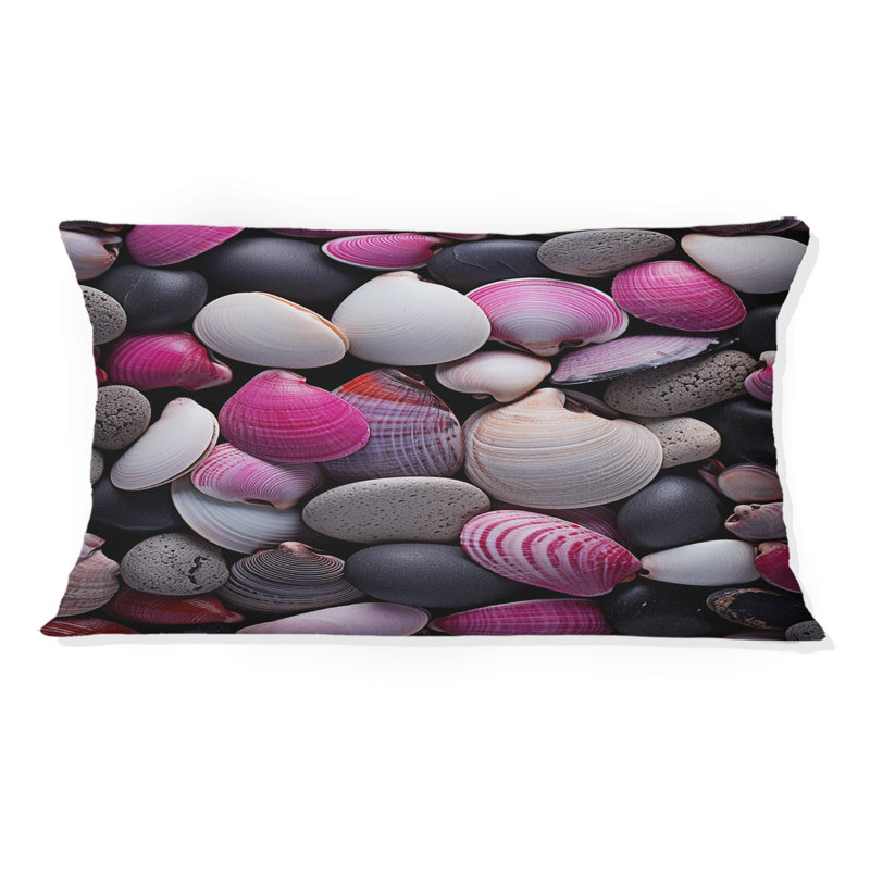 Coussin décoratif à motif de coquillages roses et roses