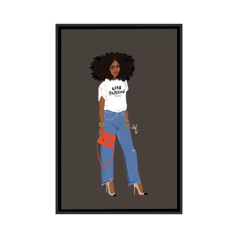 Afro-Parisianer 1 Piece Wall Art on Canvas, 101.6 cm H x 66.04 cm W, Black Framed
