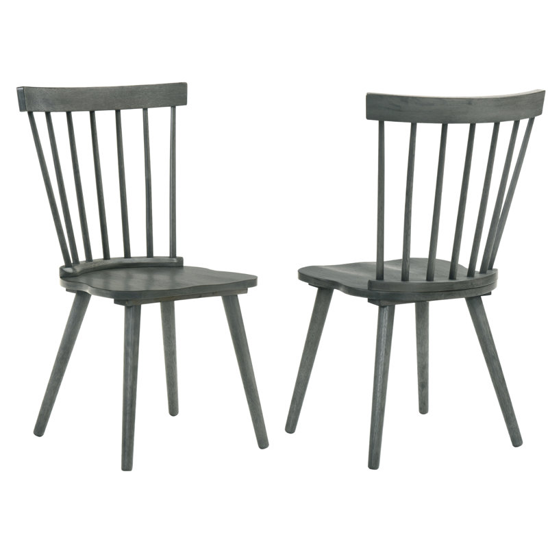 Deux chaises de salle à manger en bois massif pour chambre avec structure stable et finition latérale naturelle, Gris