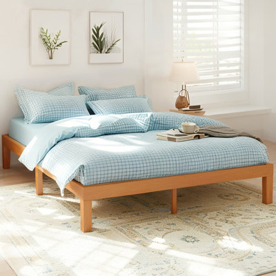 Wood Bed Frame, Wooden Platform Bed Frame with Support Slats for Bedroom