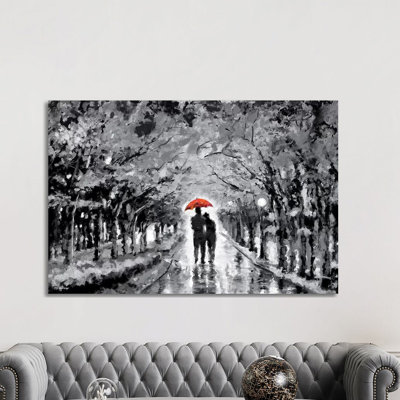 " Park in Love Red Umbrella " Painting