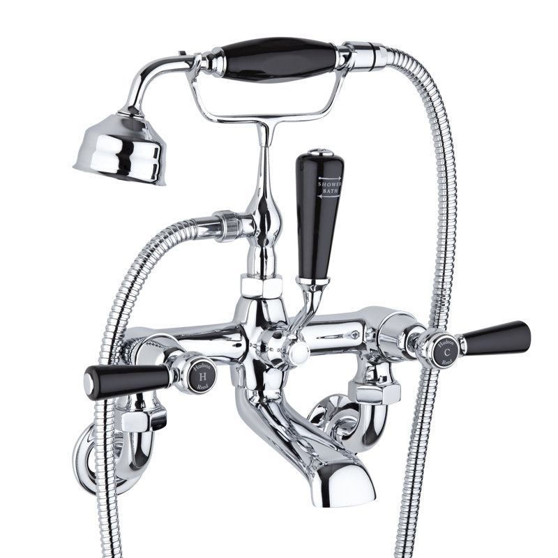 Topaz 3 Handle Wall Bath Shower Mixer Bath Filler with Diverter