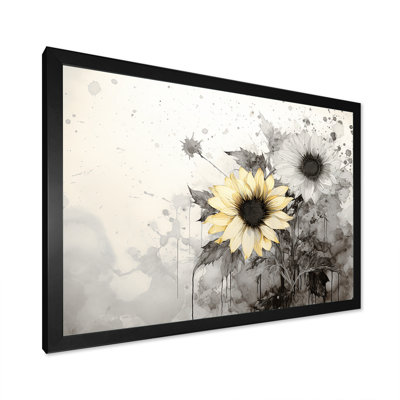 Black And White Sunflowers Florescence I - Sunflowers Wall Decor