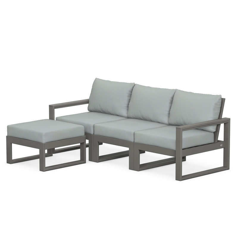 POLYWOOD EDGE Modular Deep Seating Set with Ottoman, Slate Gray, Spa