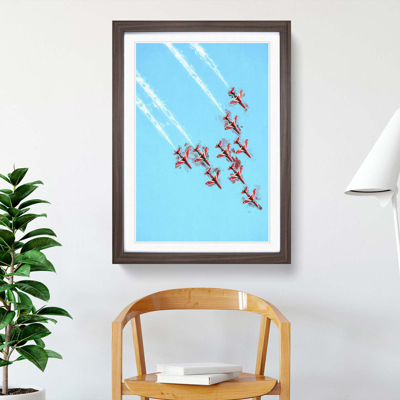 Fighter Jet Air show - Framed Print, 91cm H x 60cm W x 2cm D, Walnut