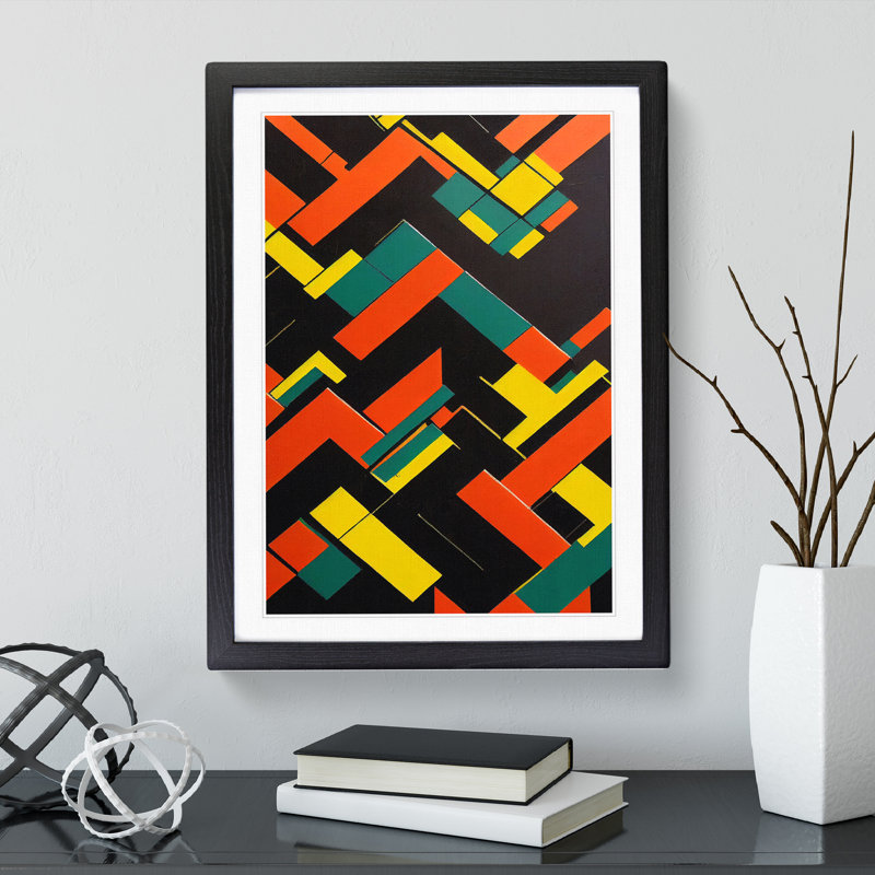 Bauhaus Abstract Art No.5 - Single Picture Frame Print, 64cm H x 46cm W x 2cm D, Black Framed