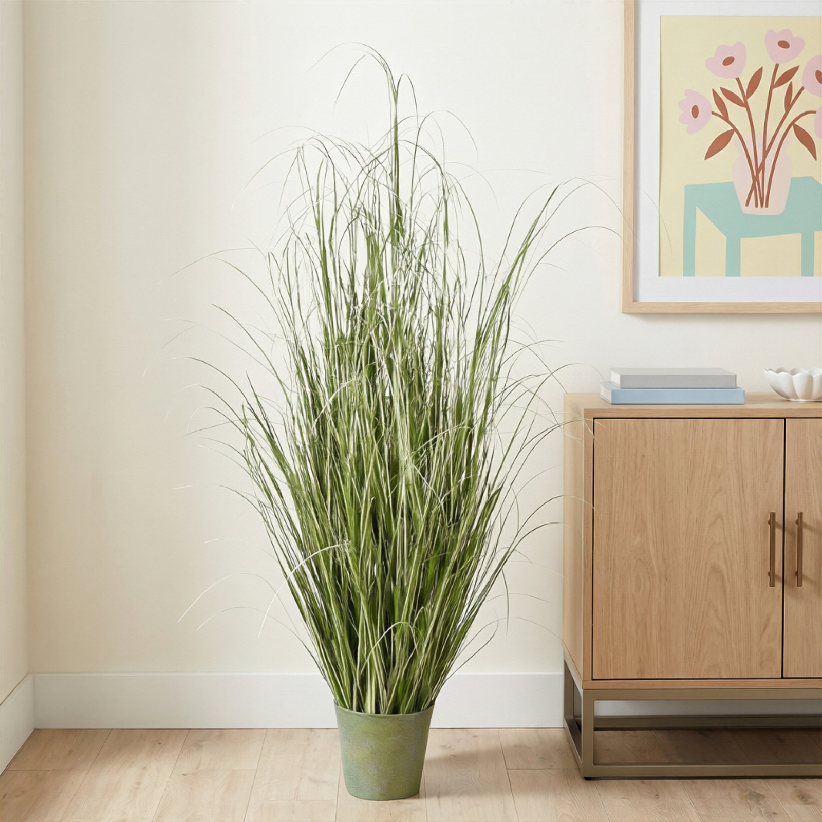 Grass Plant in Pot, 59" H x 33" W x 33" D