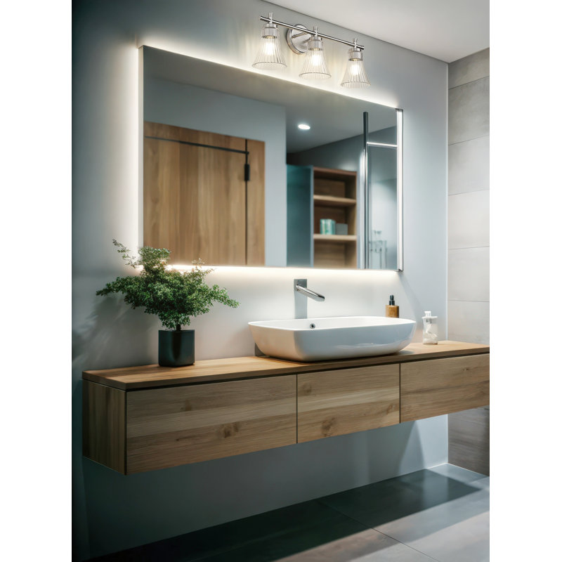 Maston Modern Vanity, 10" H x 24" W x 6.75" D, Brushed Nickel, 3 Lights