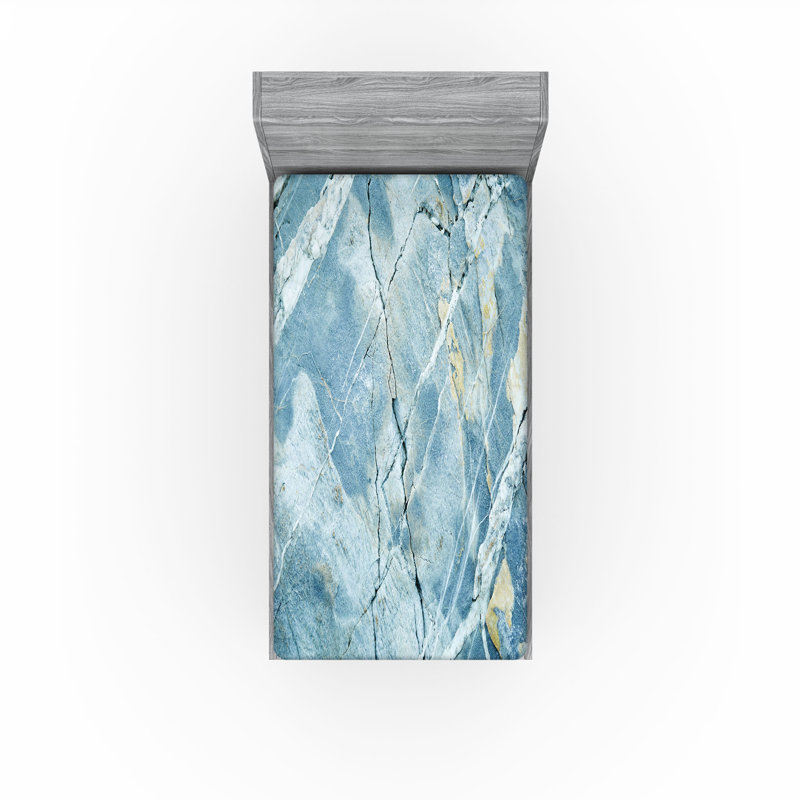 Drap-housse Ambesonne, Bleu pâle / marbre gris, Drap-housse simple très long