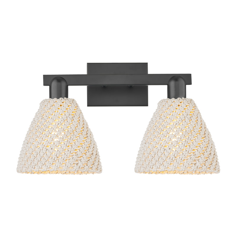 Éclairage pour meuble-lavabo avec abat-jour en fibres naturelles Ciesla, H 11,25 po x l 16 po x P 8 po, Noir mat