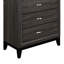 Commode 1 pièce au design contemporain gris avec tiroirs en queue d'aronde et poignées en chrome poli pour la chambre à coucher
