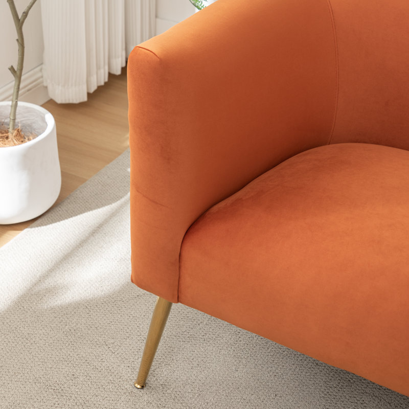 Cristen Upholstered Velvet Loveseat, Orange