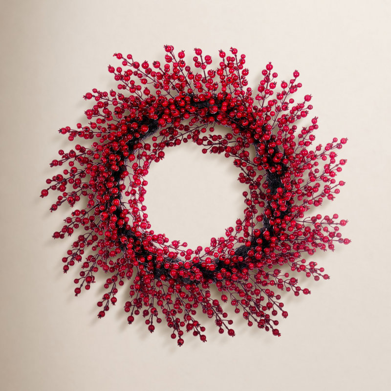 28" Red Crab Apple Mixed Berry Wreath.