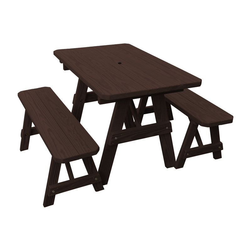 Table de pique-nique 3 pièces Summerhill, Noyer, L 70 po x l 27 po x H 30 po