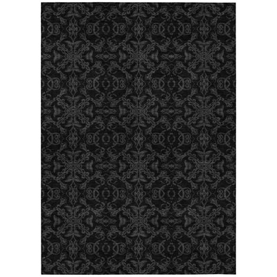 10' X 14' Gray And Charcoal Medallion Washable Indoor Outdoor Area Rug
