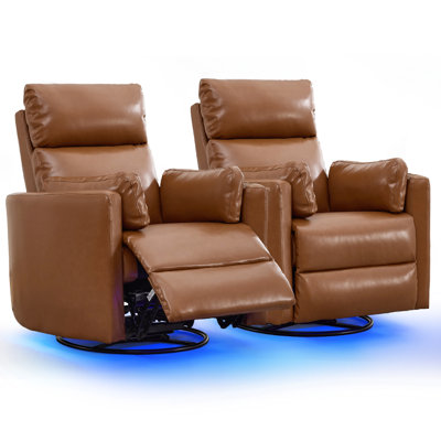 Fauteuil inclinable électrique à bascule pivotant avec appui-tête réglable et ensemble d'éclairage à DEL 2 pièces