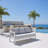 73" All-Weather Aluminum Patio Sofa, 3 Seat Outdoor Couch With Thick Light Gray Cushions & White Frame-1477484905