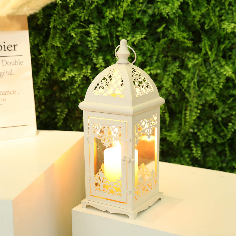 38cm High Vintage Metal Candle Lanterns