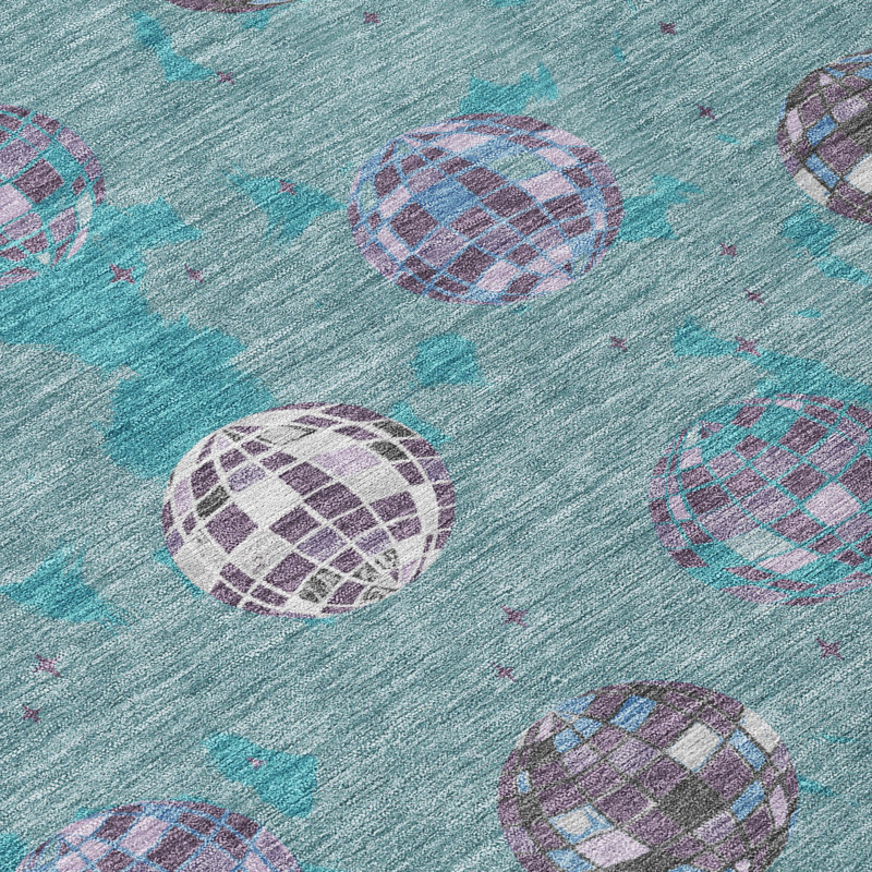 Machine Washable Indoor/Outdoor Chantille ACN2690 Kids Rug, Teal, 2'6" x 3'10"