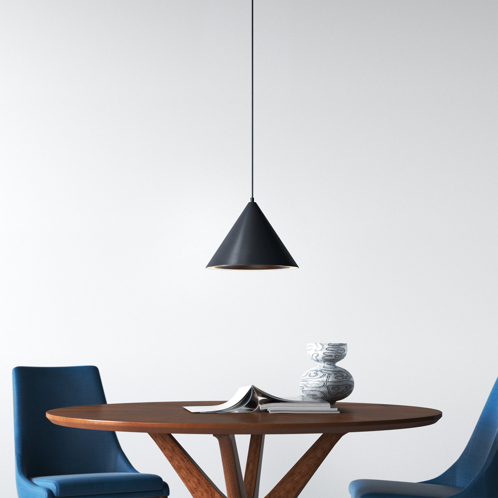 Johnston Dimmable LED Single Light Pendant, Black, 9.5" H x 12.5" W x 12.5" D