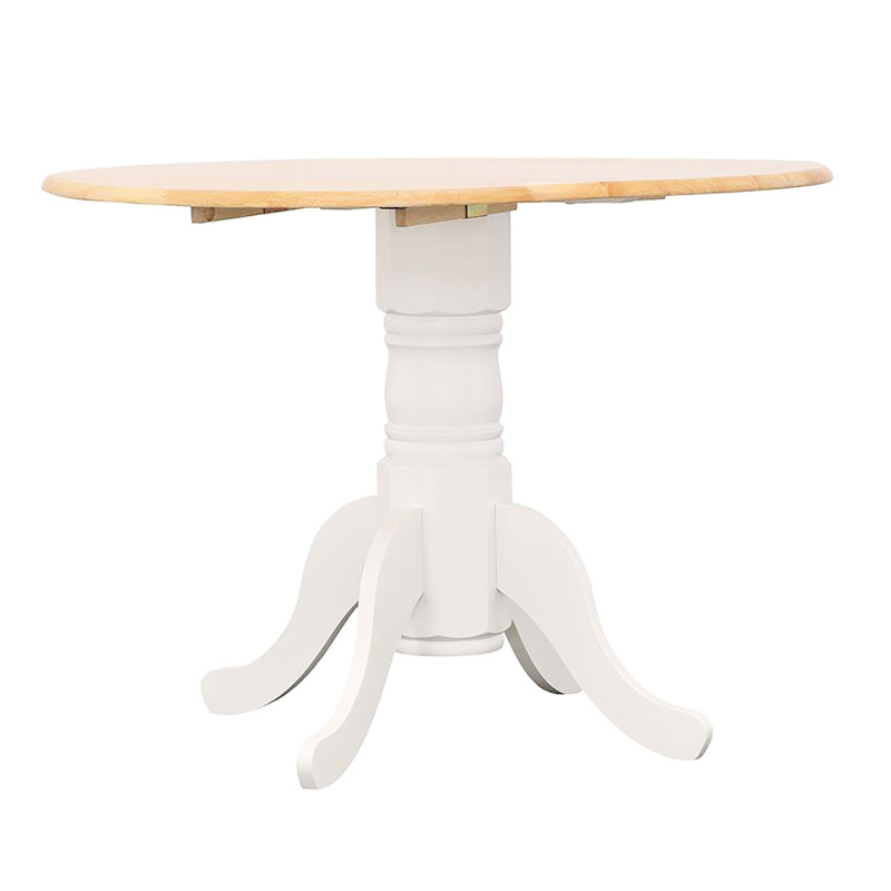 Table de salle à manger ronde à feuilles inclinables en brun naturel - offre une expérience confortable